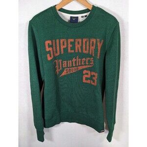 Superdry Sweatshirt Jumper Women's Sz L Green Panthers College Track Athletic